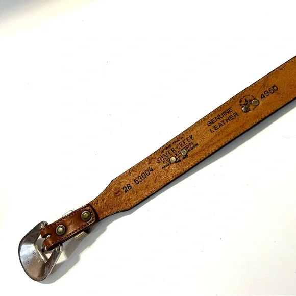 Silver Creek Brown Leather Belt with Silver & Rose Toned Fetishized  Size 28 - Picture 2 of 13